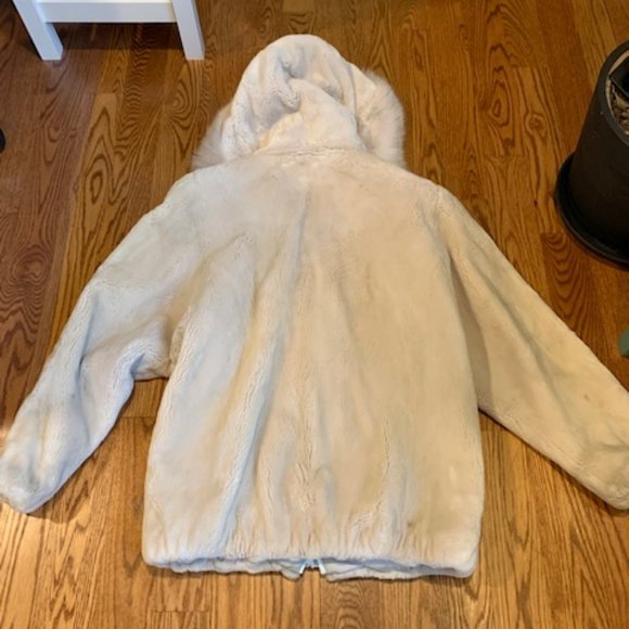 White Fox Fur Hooded Coat - Picture 2 of 2